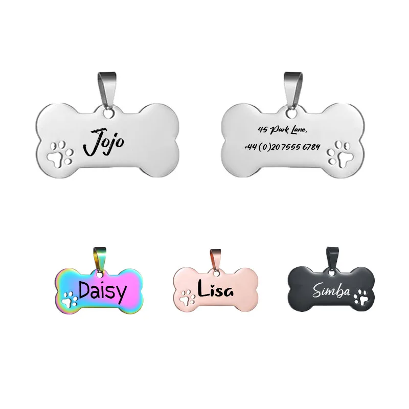 Custom Pet ID Tag Free Engraved Keychain for Dog Cat Name Tag Pendant Personalized Bone Paw Pet 1005009420984648
