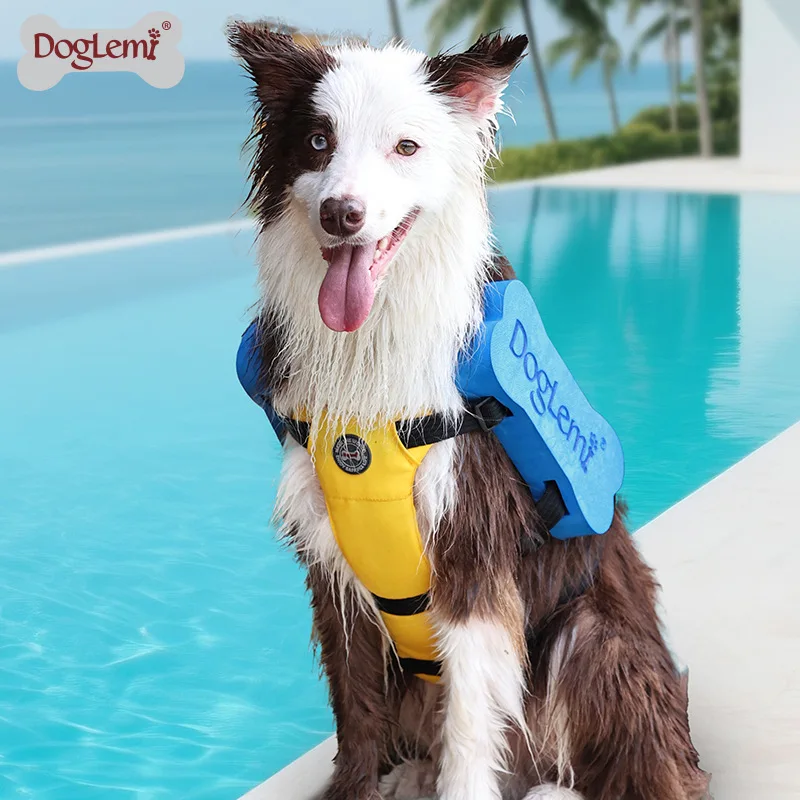 Summer Dog Swimming Rescue Vest Harnesses Adjustable Dogs Life Saving Jacket Swim Chest (2 in 1) 1005009425267055