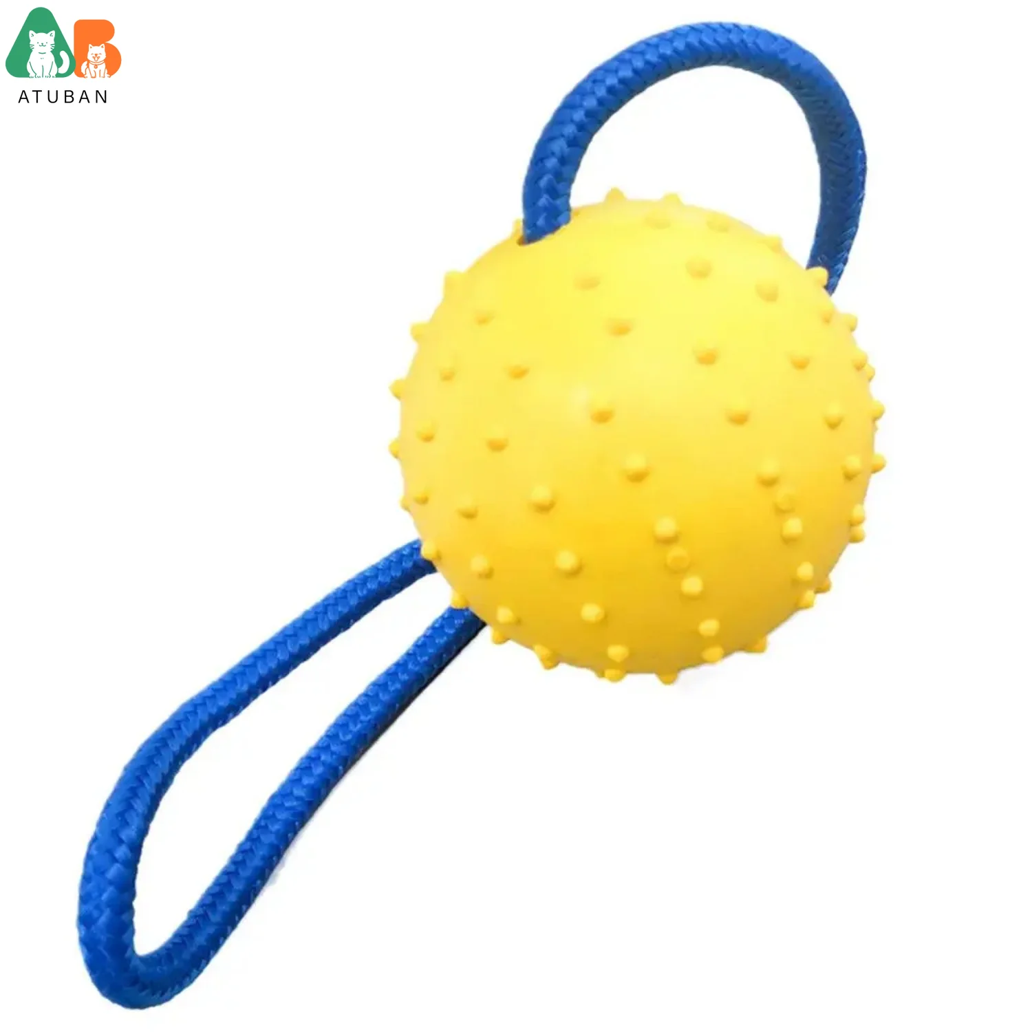 ATUBAN Dog Toy Training Ball on Rope Heavy- Natural Rubber Reward & Tug Toy with Nylon Throw Handle 1005009430371997