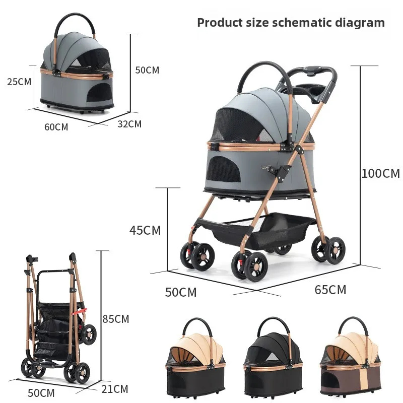 3 in 1 Folding Home Pet Stroller for Cats Small Medium Dogs Lightweight Portable Travel Carrier 1005009430501456