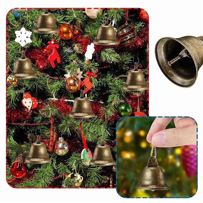 ABJI-90 Pcs Bells Craft Small Bells Brass Bells Vintage Bells With Hooks For Hanging Wind Chimes 1005009432171143