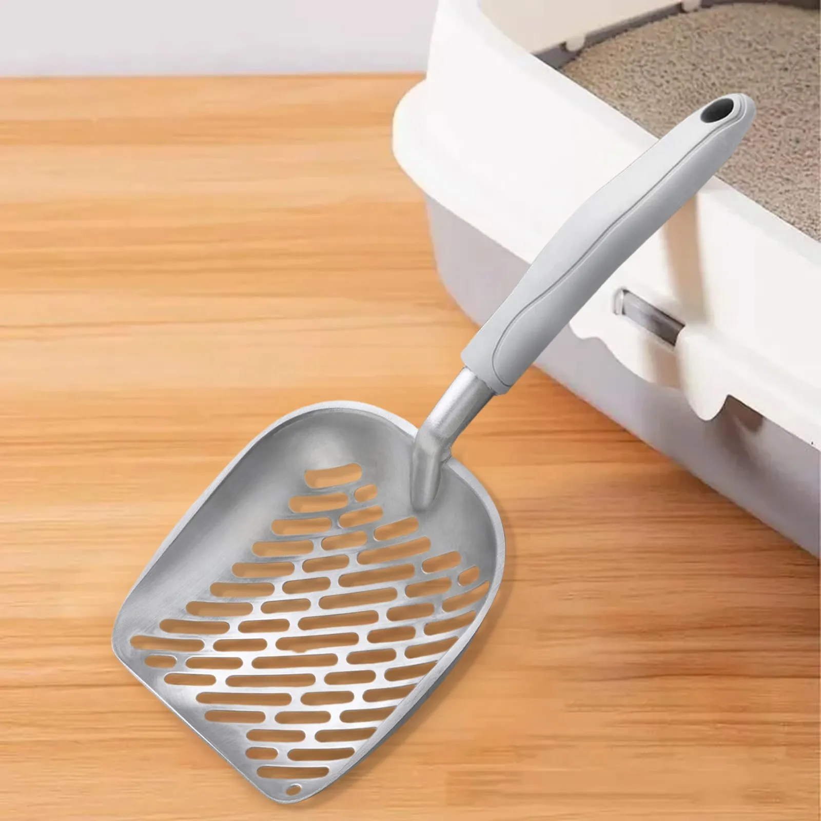 Pet Cat Waste Shovel Long Handle Stainless Steel Metal Shovel Litter Filter Garbage Sand Scoop Pet 1005009436942518