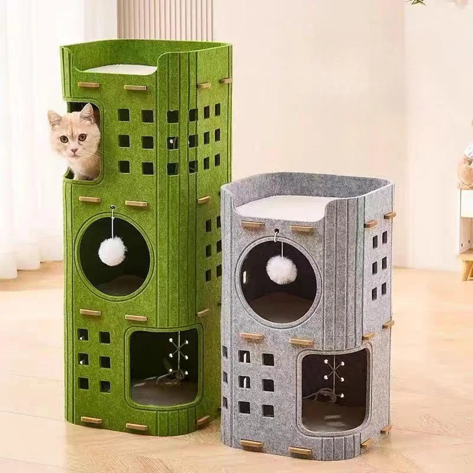 2/3 Layer Cat House Cat Bed Cave Hideaway Scratch Resistant Hut Cat Tree for Pet Kitten Household 1005009438524238
