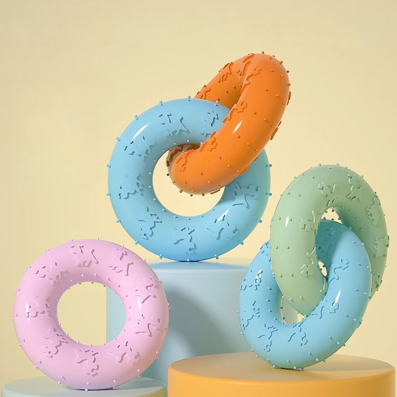 Dog Chew Toys for Cleaning Teeth Pink Soft Rubber Bone Funny Ball Interactive Donut Treat for Small 1005009439197492