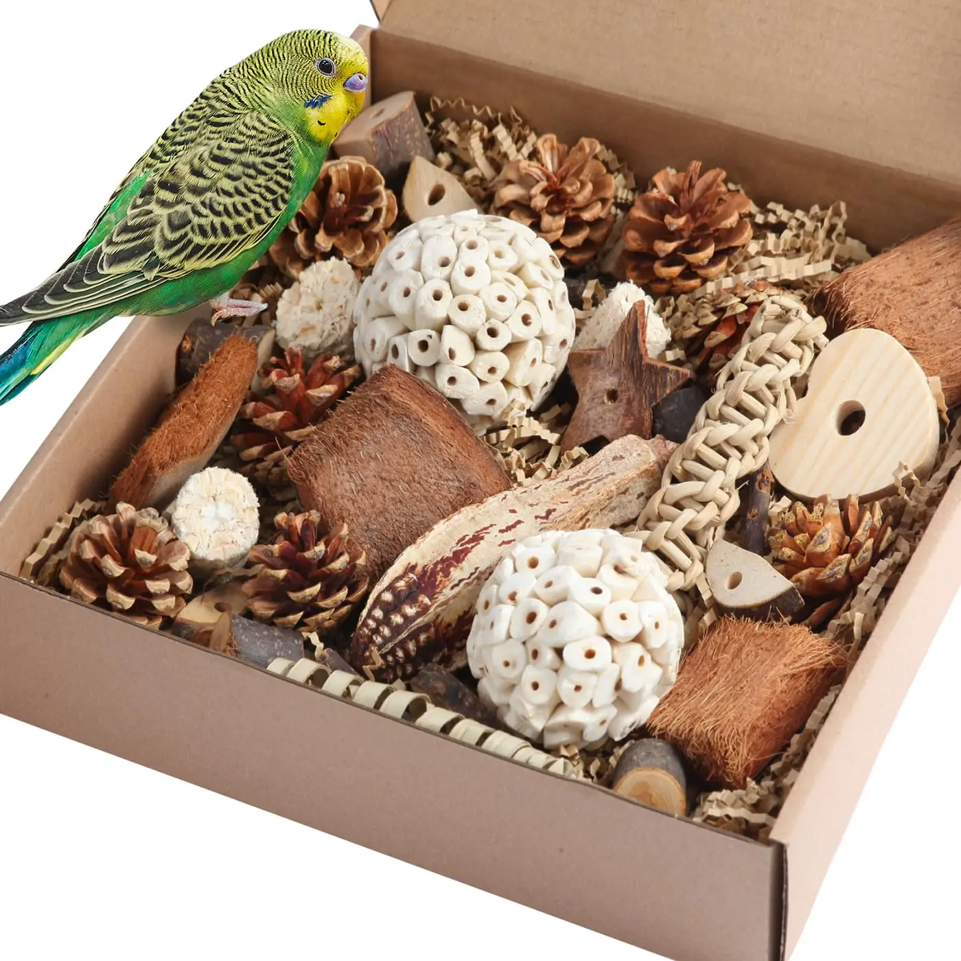 Bird Toys Parrot Natural Foraging Box Foot for Parakeets, cockatiels, conures, love Birds 1005009441504170