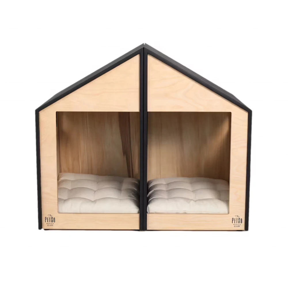 Modern House for Pet Indoor Furniture Double Door Wood Cat Dog Cave with Mat Dogs Cats Wooden 1005009443037921