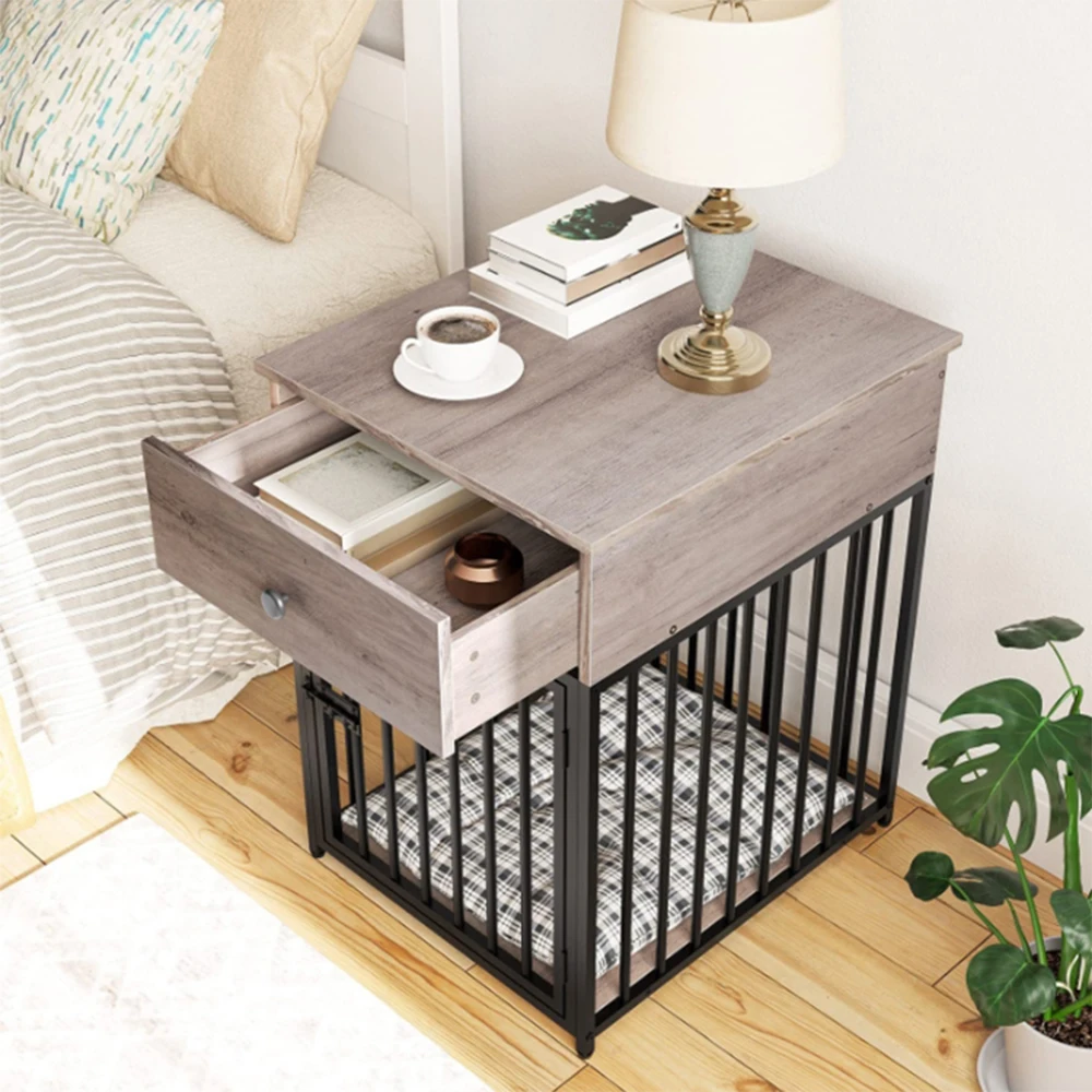 New Age Dog Crate Decorative Metal Kennels Large Dog Cages with Drawer Furniture Dog Wooden Houses 1005009444980428