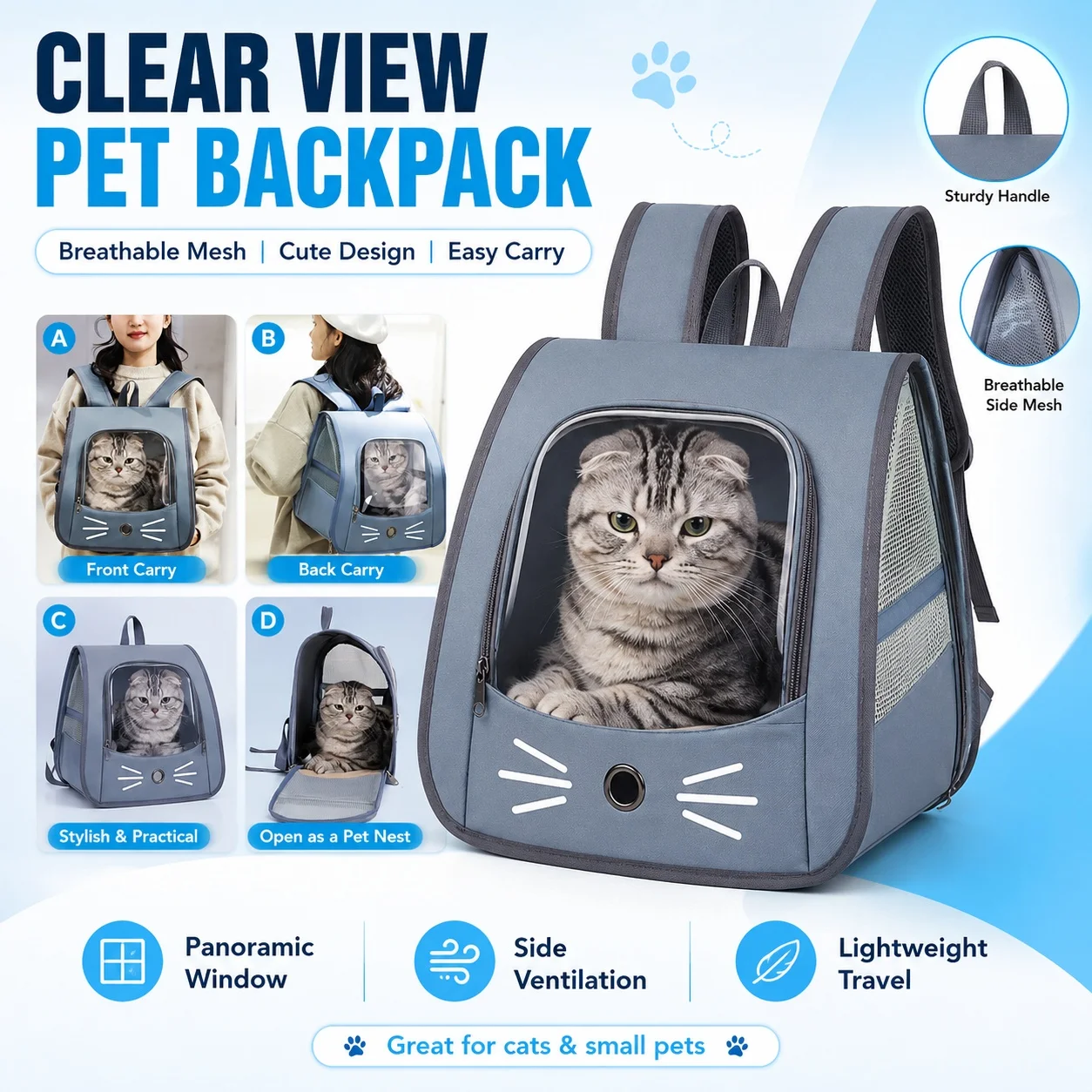 Multifunctional Cat Carrier Bag Cat Backpack Outdoor Breathable Portable Shoulders Bag for Cats 1005009450313076