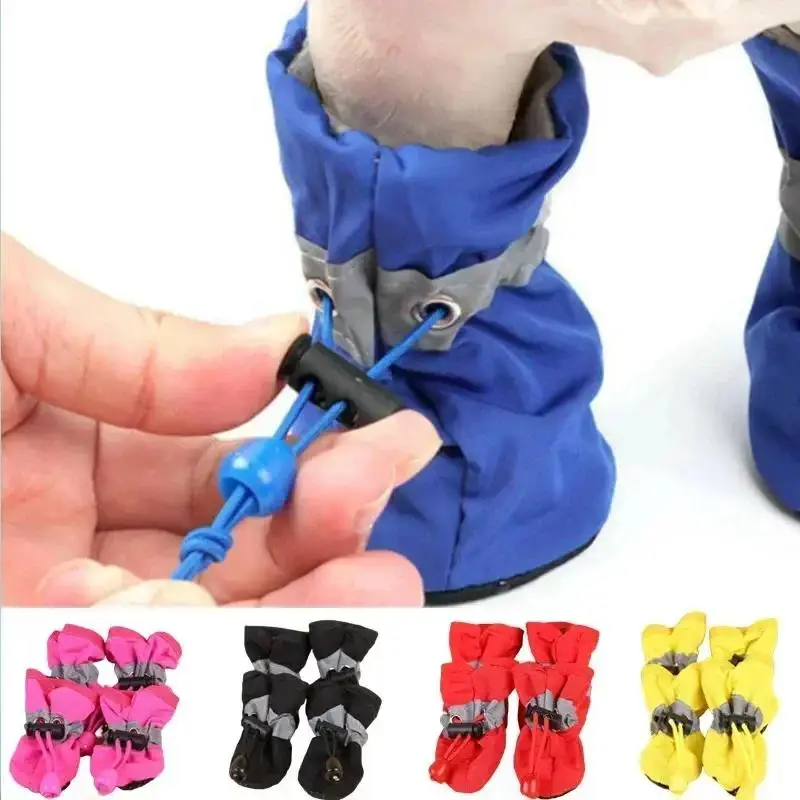 New 4pcs Waterproof Pet Dog Shoes Anti-slip Rain Snow Boot Thick Warm For Small Cats Dogs Puppy 1005009458176304