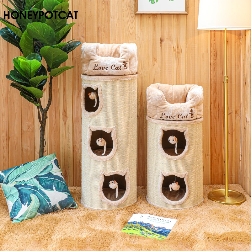 Cat Climbing Frame, litter, tree Integration, Sisal Bucket Multi-Layer Cat Litter 1005009458584863