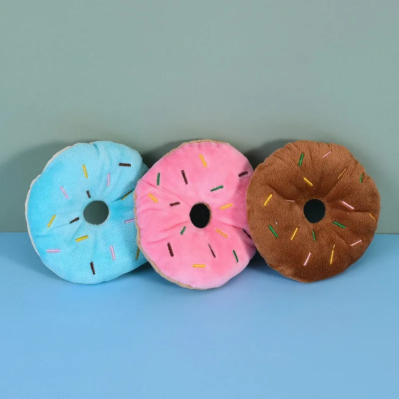 Puppy Chewing Toys Soft Dog Donuts Plush Pet Dog Squeaker Sound Toys for Small Medium Dog Pet 1005009462678687