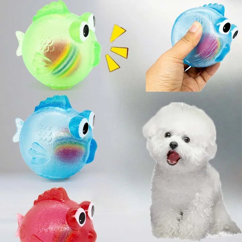 Dog Chew Toy Teeth Cleaning Silicone Simulation Goldfish Puppy Toy Bite Resistant Squeaky Chewing 1005009466236006