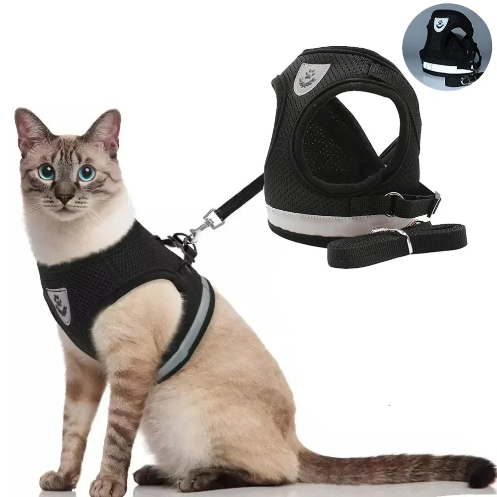 Cat Harness Lead Leash Set Adjustable Reflective Escape Proof Pet Mesh Vest Harness Puppy Dog 1005009469579145
