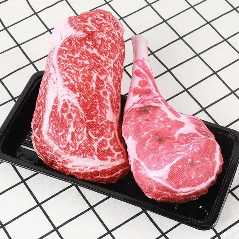 Interactive Stuffed Dog Chew Toy for Small and Medium Dogs Squeak Toy Realistic Steak Shape to 1005009472640222
