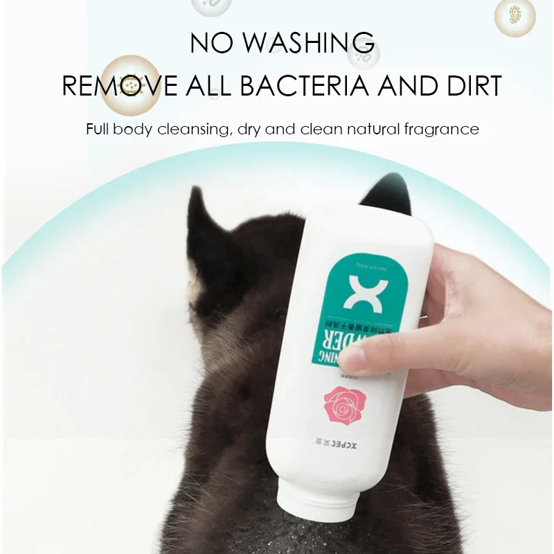 Pet Shampoo Cat Dog Puppy Natural Plant Starch Dry Cleaning Antibacterial Powder 300g 1005009473318758