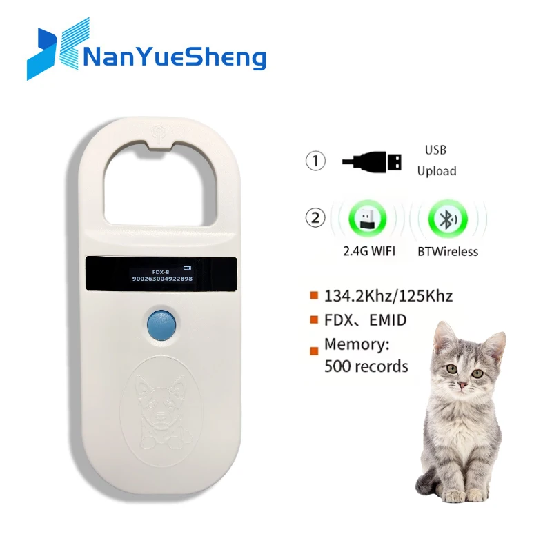 NEW Animal RFID Reader Handheld 134.2KHz 125kHz Pet Cat Dog Microchip Scanner FDX-B Glass Chip 1005009474643953