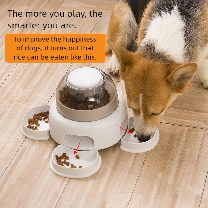 Three Bowls of Pet Food Dispenser, Automatic Press Feeder, Slow Food Dispenser 1005009480326997