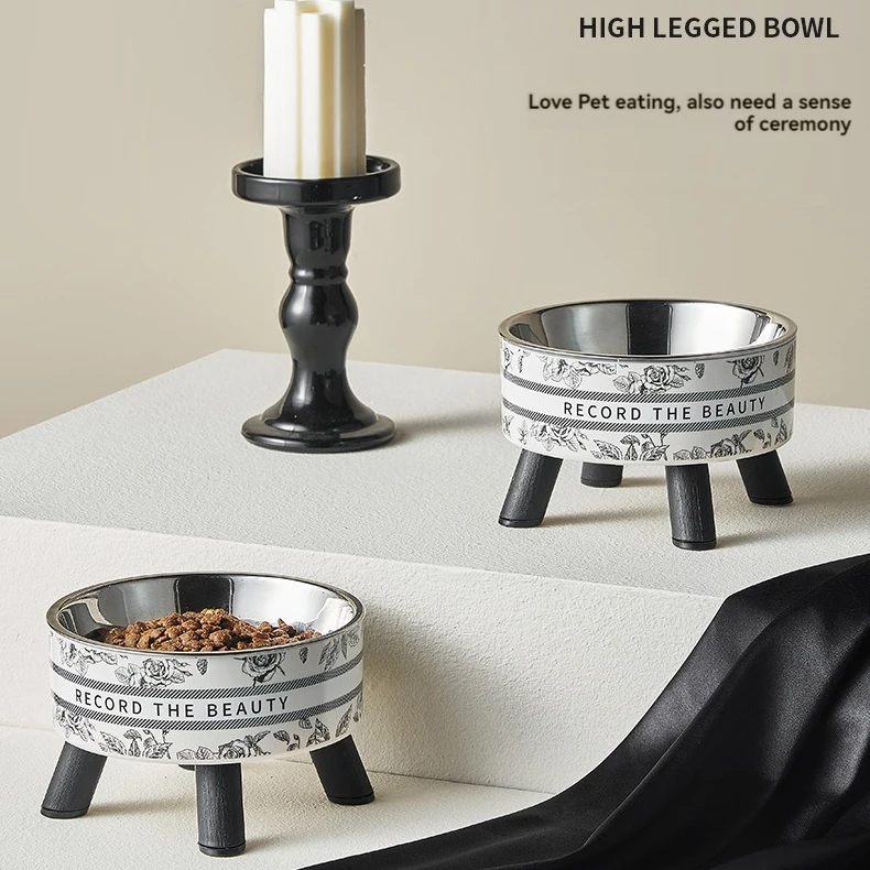 Pet high-foot bowl for cats and dogs stainless steel large capacity neck protection anti-slip and 1005009488949439