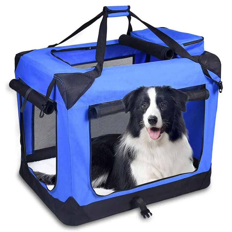 Soft Dog Crates Kennel for Pets 3 Door Soft Sided Folding Travel Pet Car Carrier with Straps 1005009504866162