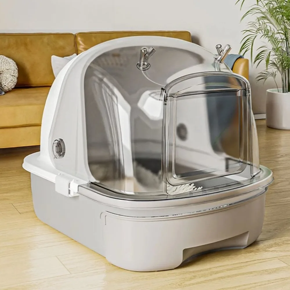Extra-Large Cat Litter Box Fully Enclosed Drawer-Type Deodorizing Transparent Cat Toilet Sandbox 1005009505394754