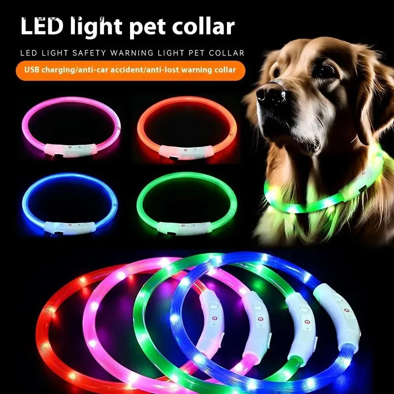 LED Pet Collar with USB Rechargeable Safety Light for Dogs & Cats, Adjustable Safety 1005009517473052