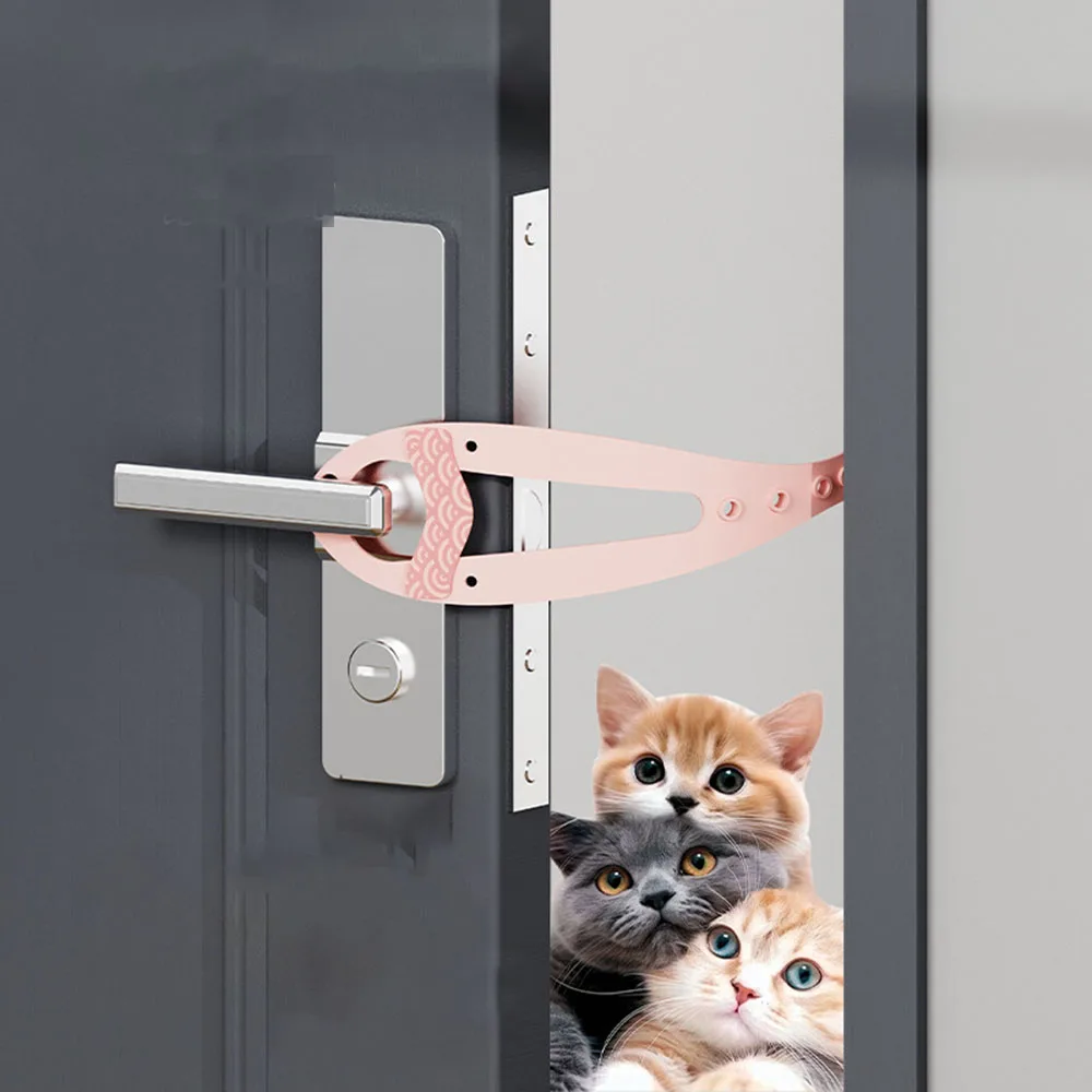 Pet Door Stopper for Cats & Dogs, Adjustable Gap Holder No Drilling Anti-Scratch Door Guard 1005009529221501