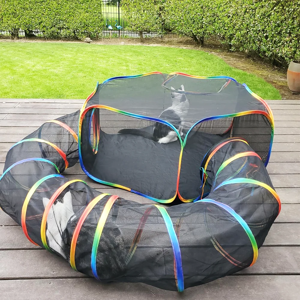 Outdoor Playground Cat Cage Outdoor Cat Tunnel Outdoor Portable Cat Tent with Storage Bag Outdoor 1005009532616694