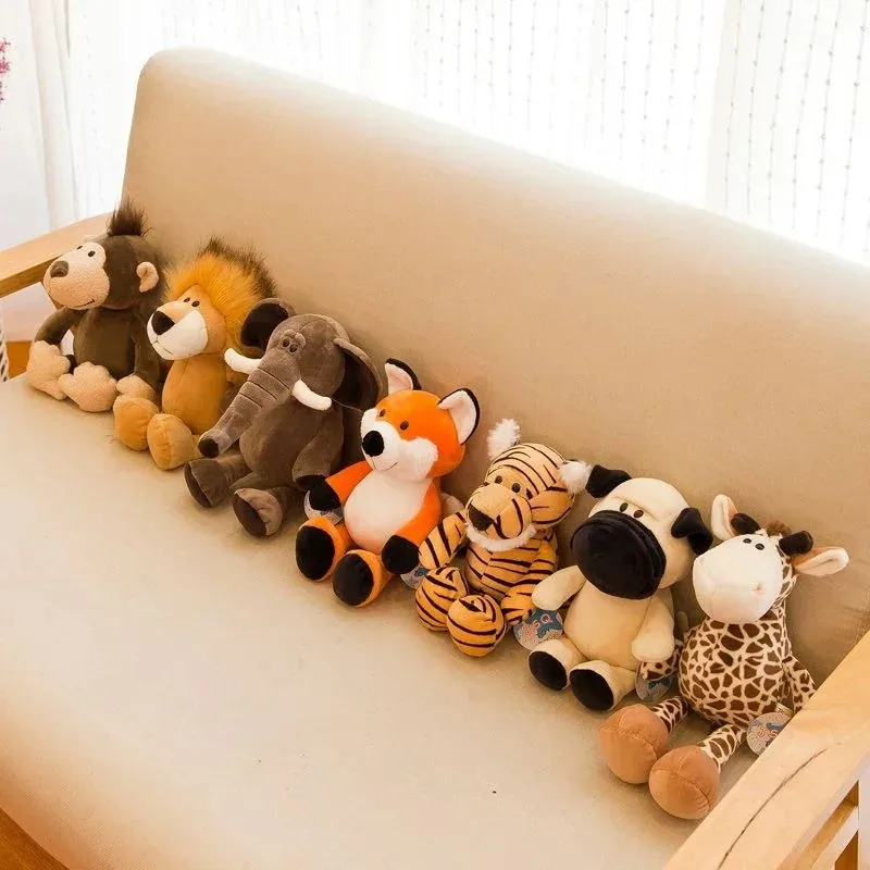 25CM Kawaii Jungle Animal Plush Toys Forest Animal Plush Dog Zebra Elephant Lion Fox Giraffe 1005009539336068