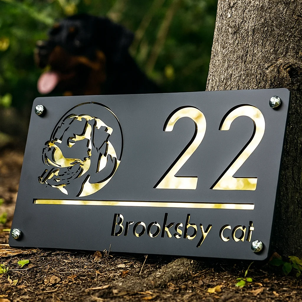 Personalised Dog House Sign Acrylic Address Plaque – Custom House Number Sign for Outdoor Wall 1005009551778980