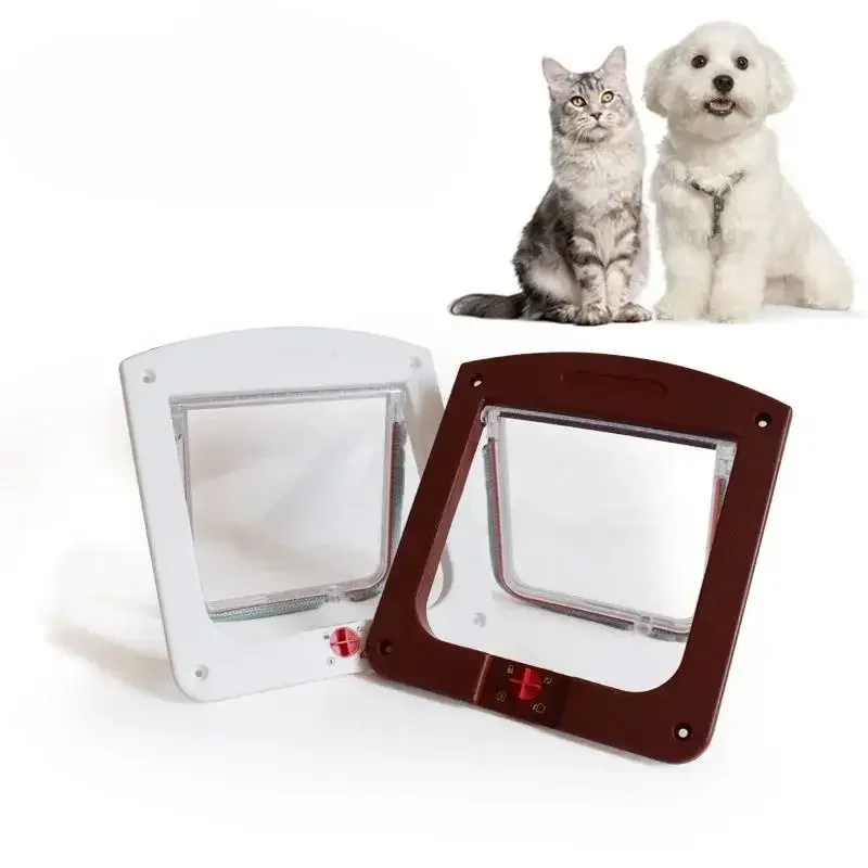 Cat Dog Flap Door with 4 Way Locking Kitten Small Pet Dual Entry and Exit Door Weatherproof Pet (1PC) 1005009555174534