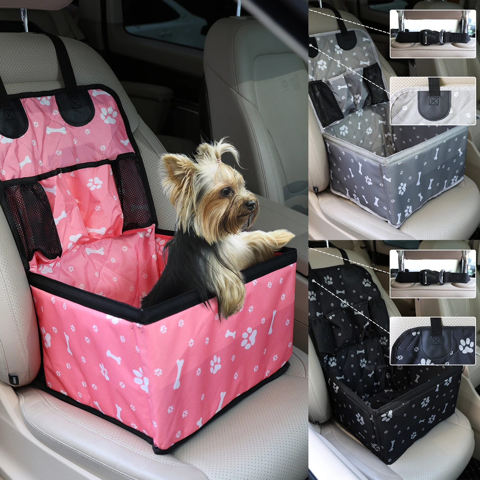 Pet Dog Car Seat with Storage Pockets Universal Pet Seat Cover for Small Medium Dogs Non-Slip 1005009560845192