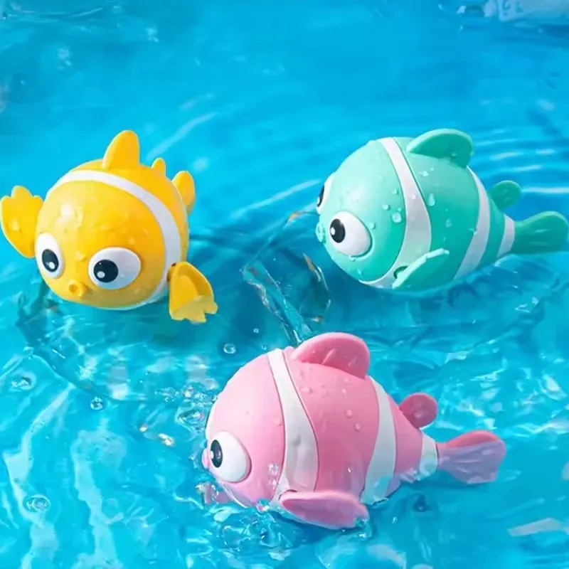 Bath Toys Cute Swimming Clown Fish Bath Toy for Toddlers Floating Wind Up Toys for Boy Girl New 1005009565896348