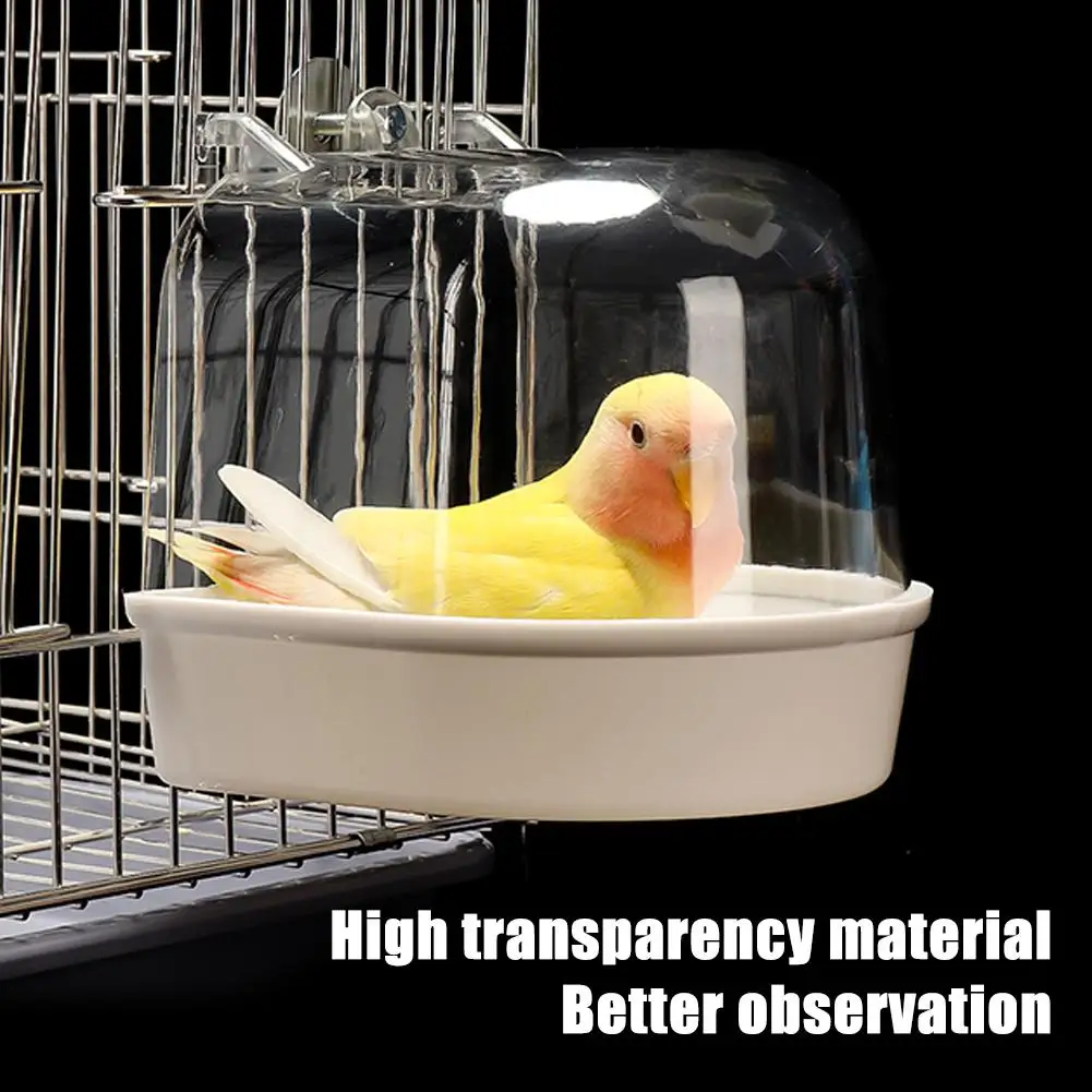 Clear Hanging Bird Bath for Cage Parakeet Bird Cage Accessories Parrots Bathtub Bath Shower Cage 1005009570049336
