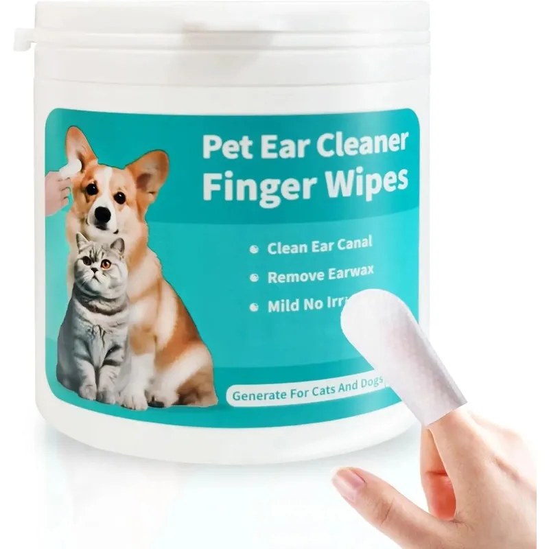 Pet Ear Wipes, Ear Cleaner Finger Wipes for Cats and Dogs, Soft & Easy Otic Cleaning Pads 1005009571360348