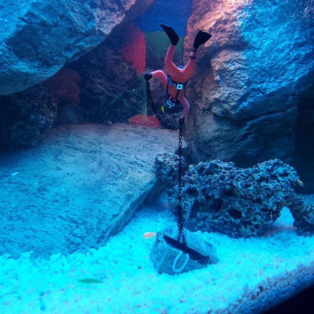 Aquarium Decoration Accessories Fish Tank Decorations Treasure Chest Diver Action Figure Ornament 1005009575965007