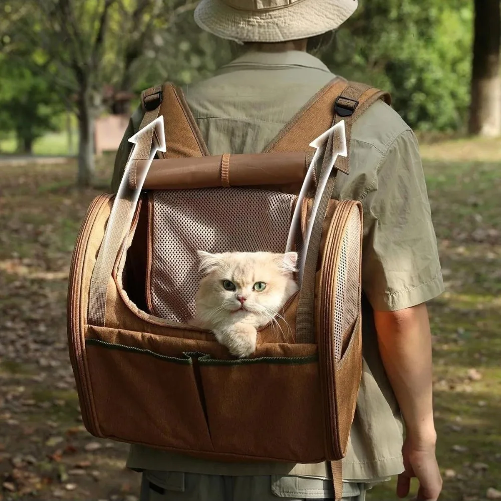 Outdoor Cat Bag Backpack Breathable Portable Pet Carrying Bag Expandable Large Space Cats Carrier 1005009586324768