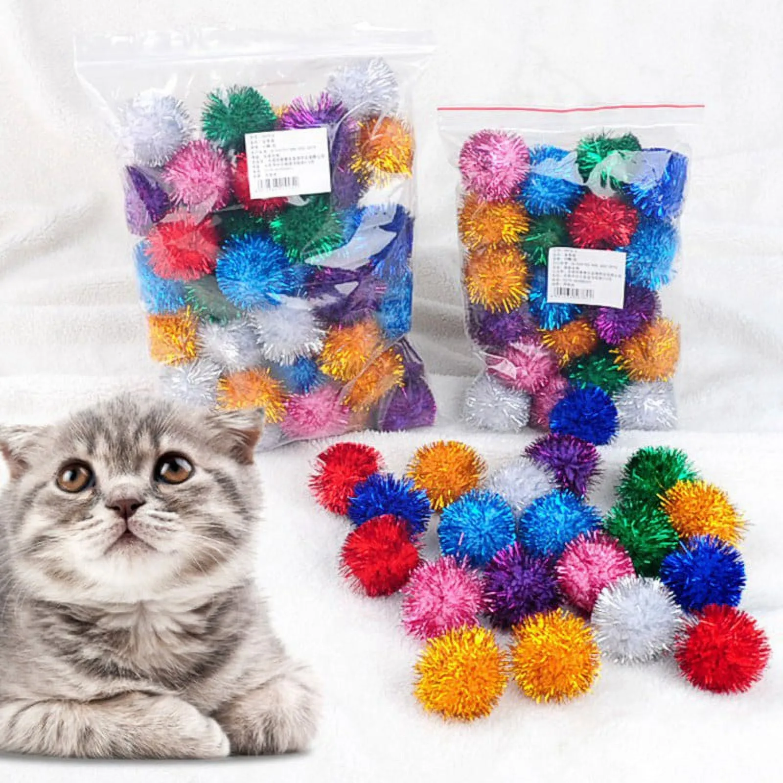 Cat Toys Interactive Ball Training Toy for Pet Kitten Interactive Sound Paper Playing Ball Glitter 1005009586496279