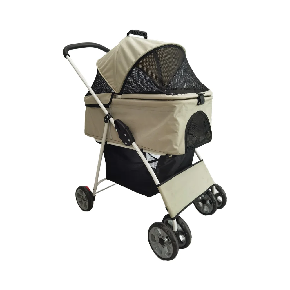 Dog Stroller, Foldable and Portable Luxury Aluminum Pet Stroller with Zipper, 4 Wheels, Pet Stroller 1005009589435966