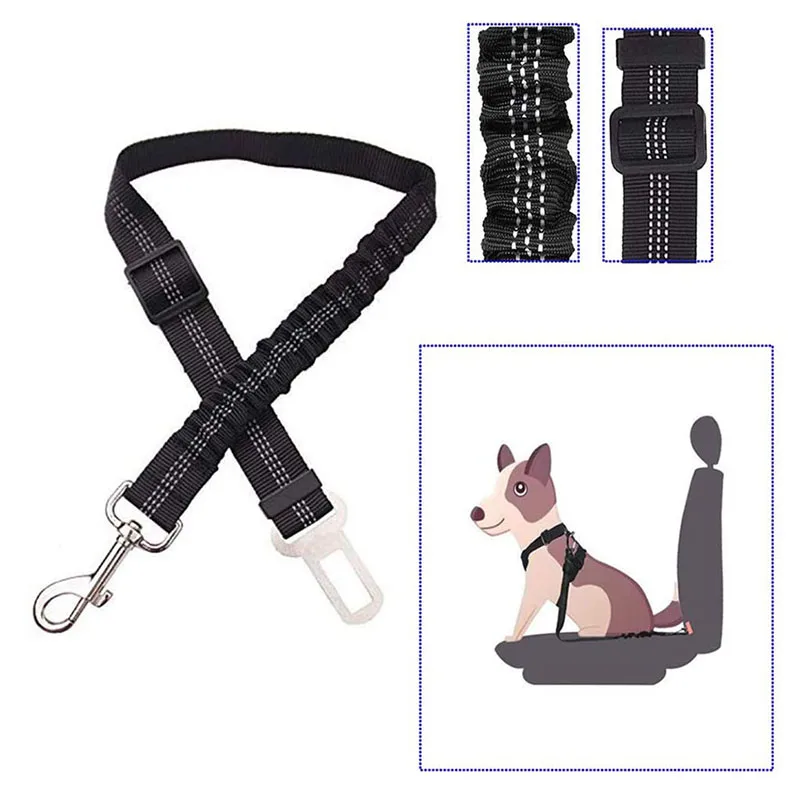 Adjustable Dog Car Seat Belt, Retractable Elastic Safety Leash with Shock Absorption 1005009591203925