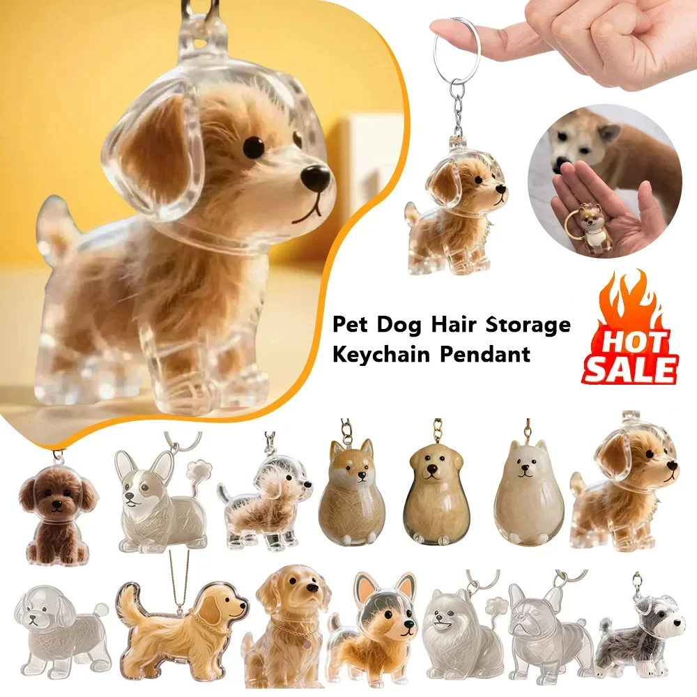 Transparent Dog Hair Storage Container Adorable Pet Keepsake Capsule Pendant with Key Ring for Pet 1005009606049707