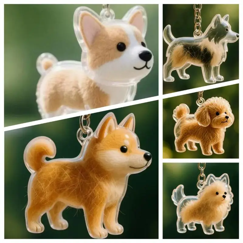 Dog Shape Pet Hair Storage Box Transparent DIY Handmade Keychain Backpack Decor 1005009606797743