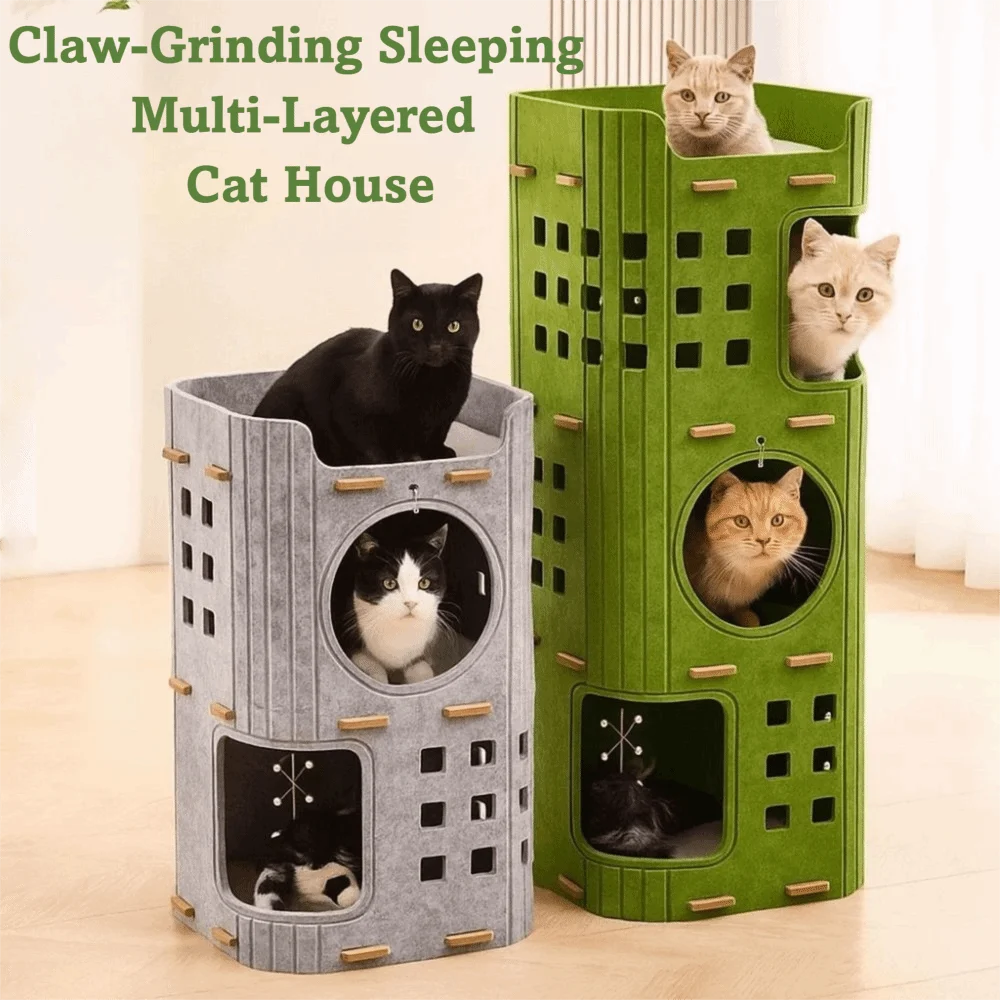 Japanese Style 2 Floors/3 Floors Cat House All-in-one Cylindrical Cat Castle House Green with Holes 1005009609268784
