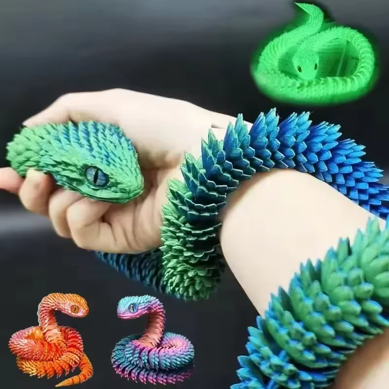 3D Printed Snake Movable Joint Fidget Toy Figurine Simulation Snake Office Desktop Ornament Gifts 1005009613644578