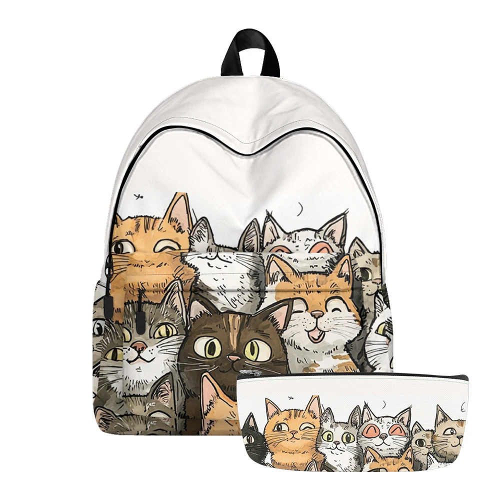 Cute Cartoon Cats Printed Backpack Pencil Bags Adjustable Straps Lightweight Durable School Bag 1005009616266982