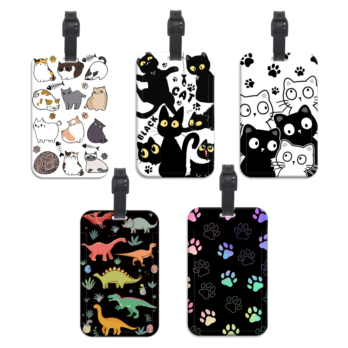 Cute Cats Plastics Baggage Tag Dinosaur Suitcase Backpack Anti-Lost Listing ID Card Holder Fashion 1005009628768201