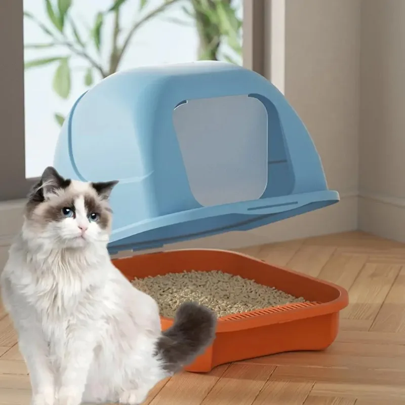 Large Cat Litter Box with Lid Closed Kitten Litter Pan with Litter Scoop Cat Enclosed Toilet 1005009632198717