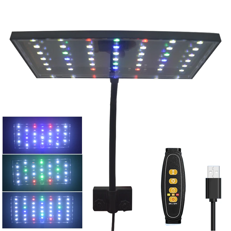USB Aquarium LED Light Full Spectrum Aquatic Plant Grow Lamp Fish Tank Adjustable Brightness 1005009639045947