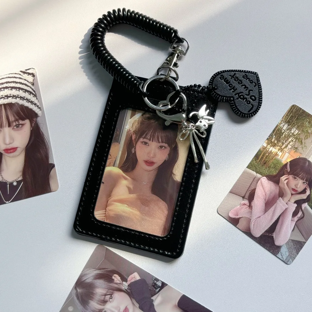 Cat Black PU Card Holder Student ID Card Storage Protective Sleeve for Collectors Polaroid Photo 1005009644167379