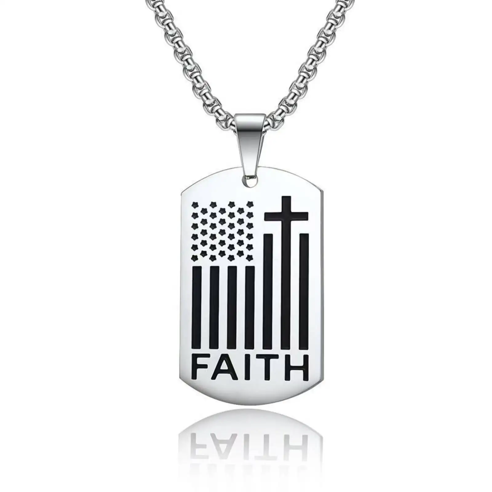 Dog Tag Cross Pendant Necklace for Men Strengthen Courage Stainless Steel Jewelry Gift 1005009647714227