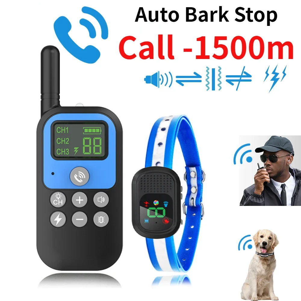 Electric Dog Training Collar Voice Walkie-Talkie Pet Remote Control Waterproof Rechargeable (1500m) 1005009649226145